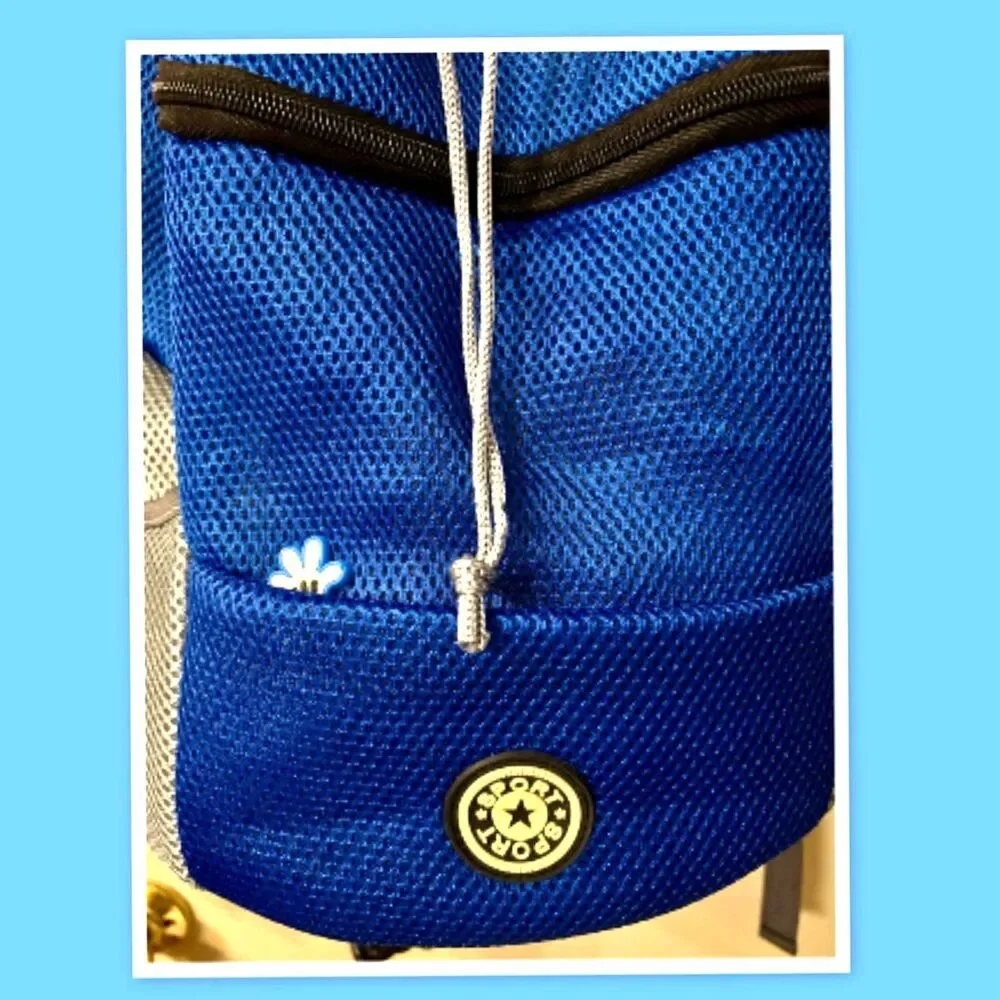 Pet Backpack Carrier Padded Shoulder Breathable Mesh Dog/Cat Blue